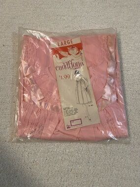 Cuddl'form Pink Satin Nylon Lingerie Nightgown - Large